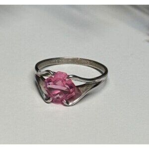925 STERLING SILVER PINK TOPAZ RING SIZE 5